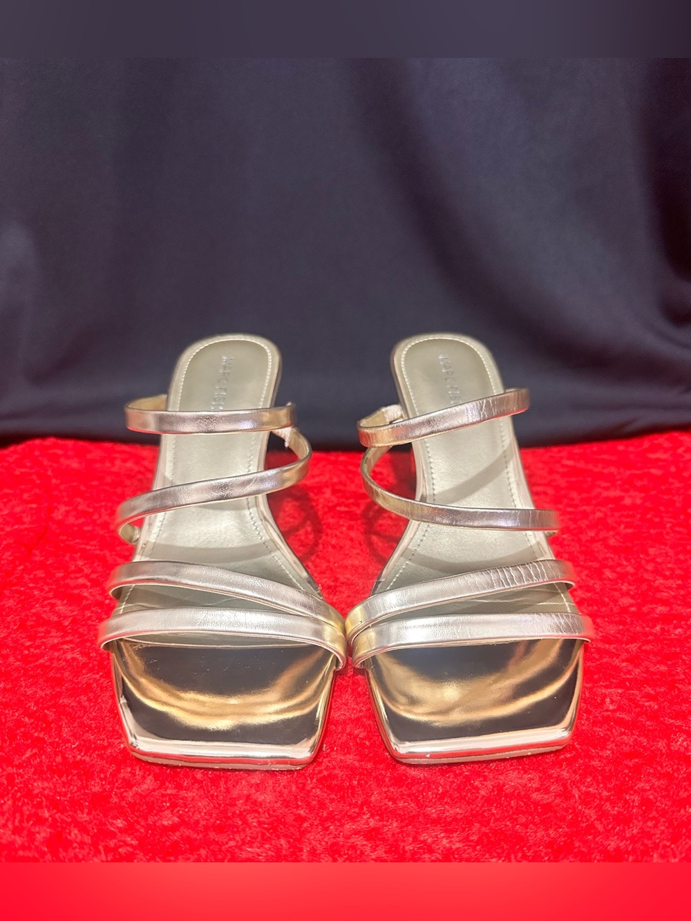 Marc Fisher (Size 8) Metallic Strappy Square-Toe Women's Sandals - Gold